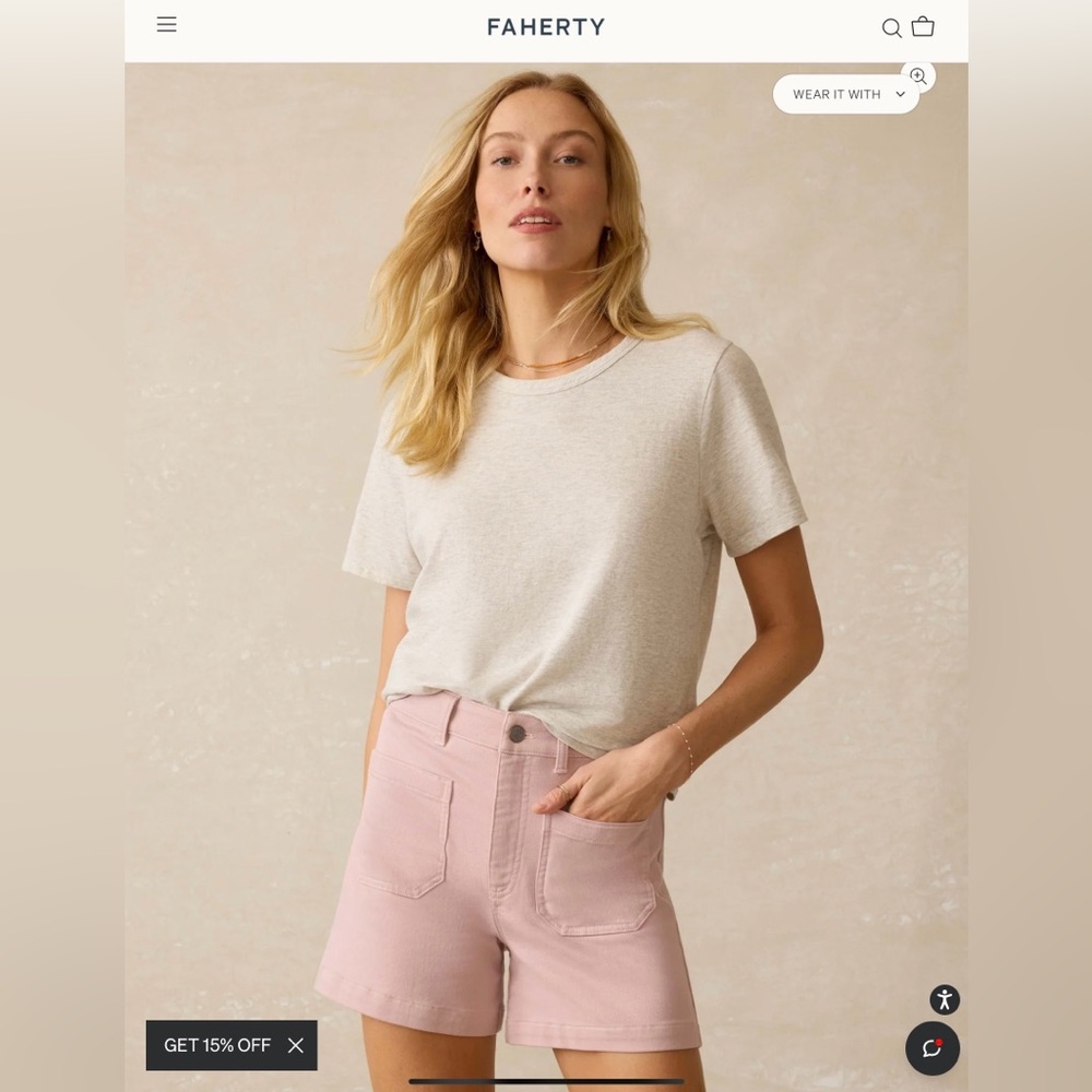 Faherty Stretch Terry Shorts Size 28 NWT